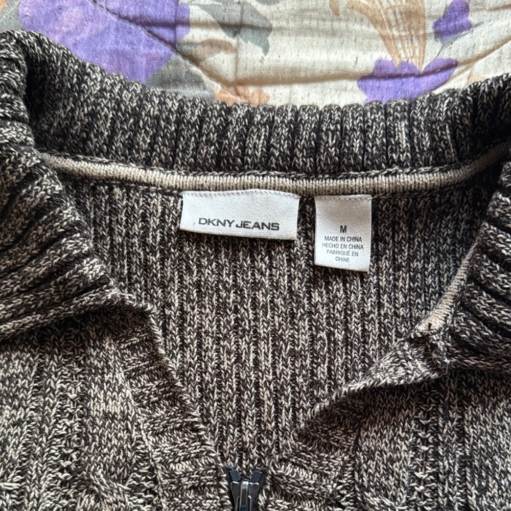 DKNY Taupe Cable Knit Turtleneck Sweater - Picture 7 of 7